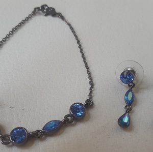 NEW Ann Taylor Loft Blue Bracelet Earring Set women jewelry hand rhinestone